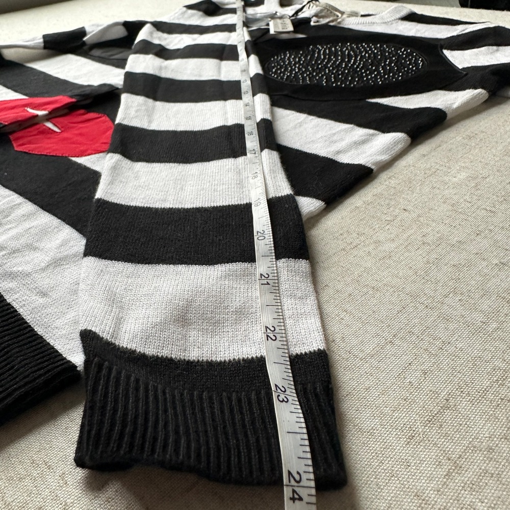 NWT Alice + Olivia Stacey Face Striped Cardigan Black White Sequin S - Picture 16 of 16
